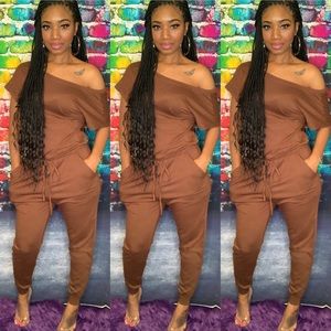 Summer Loose Off Shoulder Casual Tee Jumpsuit